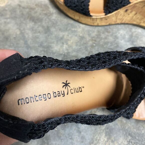 Montego Bay Club Black Wedge Sandal Size 6.5 - Picture 7 of 9